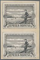 (*) Indonesien - Vorläufer: 1946 (ca.), 20 S. Guard On Seashore, Black Imperf. Proofs (2) On Cardboard. - Indonesië