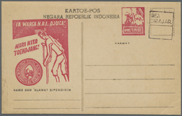 GA Indonesien - Vorläufer: 1946 (ca.), West Sumatra, Stationery Card With Boxed "BEA/DIBAJAR" Hs., Unus - Indonesië