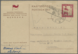 GA Indonesien - Vorläufer: 1946/47, Three Different Stationery Cards: 5 S. "Peneak" Large Size (crease) - Indonésie