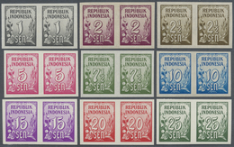 (*) Indonesien: 1951, Definitives Cipher/Cotton, 1 Sen. To 25 Sen., 9 Values As Imperf. Proofs In Horiz. - Indonesië