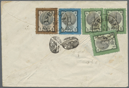 Br Iran: 1879. Nice Ensemble Of Three Fantastic Covers: 1) 1879, 5 C. Green And Black Three Single, 1 K - Iran