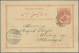 GA Iran: 1896-98, Two Used Postal Stationery Cards, Both Addressed To Germany With Arrival Marks, Some - Iran