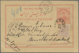 GA Iran: 1896-1902, Two Used Postal Stationery Cards Addressed To Netherlands And Belgium With Arrival - Iran