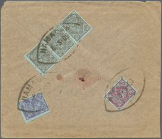 Br Iran: 1909, Cover Bearing On Reverse 1ch. Violet On Blue, 6ch. Rose On Blue And Strip Of Three 10ch. - Iran