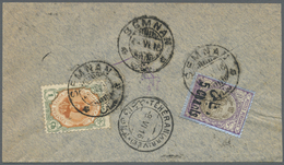 Br Iran: 1916, Provisional Issue 5 Ch. On 1 K. And 1 Ch. Together On Cover From "SEMNAN 4/6/16" Cds. To - Iran