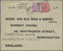 Br Iran: 1923. Envelope Addressed To Manchester Bearing India SG 159, 1a Rose And SG 166, 2a Purple Tie - Iran