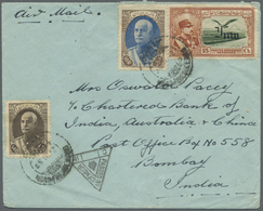 Br Iran: 1942, 10 R. Dark Brown And Ultramarine On Air Mail Cover From Abadan To India With Censor And - Iran