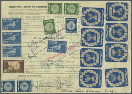 Br Israel: 1952, 1000pr. Menorah, Eleven Copies In Combination With Other Adhesives On Front And On Rev - Andere & Zonder Classificatie