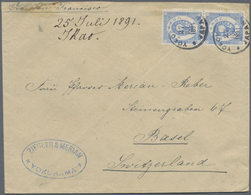 Br Japan: 1883/88,  Merian Correspondence: Two Covers To Basel/Switzerland, UPU-Koban 5 S. Pair Tied 4- - Andere & Zonder Classificatie