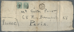 Br Japan: 1888. Rice Paper Wrapper Addressed To Gaston Pinet, Paris Bearing 'Koban' SG 82, 4s Green (pa - Andere & Zonder Classificatie