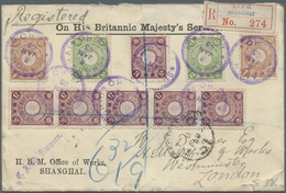 Br Japanische Post In China: 1903. Registered Official Mail Envelope (tear At Top) From The 'H.R.M. Off - 1943-45 Shanghai & Nanjing