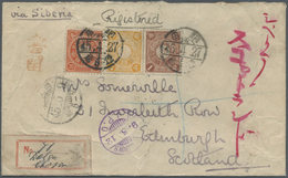 Br Japanische Post In Korea: 1912. Registered Envelope Addressed To Scotland Bearing Japan SG 134, 1s B - Franchise Militaire