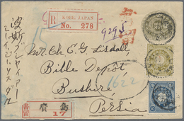 GA Japan - Ganzsachen: 1888/99, To Bushire: Koban Small Size Envelope 2 S. Uprated Kiku 8 S., 10 S. Tie - Ansichtskarten