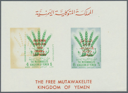 ** Jemen - Königreich: 1963 Air 'Freedom From Hunger' Souvenir Sheet With Colour Yellow-ocre Clearly Sh - Yémen