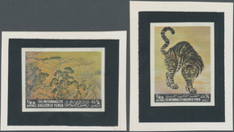 (*) Jemen - Königreich: 1967, Asian Paintings Seven Different Imperforate PROOFS Affixed To Black And Wh - Yemen