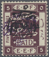 * Jordanien: 1923, 5/10 P. On 5 P. Violet With Normal Violet And Inverted Black Overprint, Mint Hinged - Jordanie