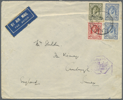 Br Jordanien: 1941. Air Mail Envelope Addressed To England Bearing SG 199, 10m Scarlet, SG 200, 15m Blu - Giordania