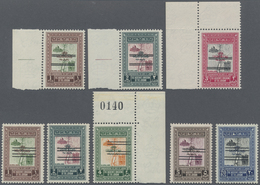 ** Jordanien: 1953, Overprinted Definitives Eight Different Values With DOUBLE Overprint Of Bars In Cen - Giordania