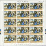 ** Jordanien: 1966, Christmas Perf. And Imperf., Complete Set Of Three Values Each, As Sheet Of 15 With - Jordanie