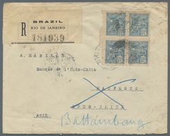 Br/ Kambodscha: 1922. Registered Envelope Addressed To The 'Bank Of Indo-China, Haiphong' Bearing Brazil - Cambogia