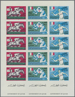 ** Katar / Qatar: 1966, Olympic Games Mexico Revaluation Overprints, Imperforate Issue, Two Complete Sh - Qatar