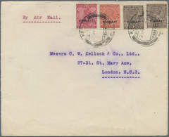 Br Kuwait: 1938. Air Mail Envelope Addressed To England Bearing SG 17, 1a Brown (2), SG 19b, 2a Vermili - Koweït