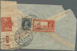 Br Kuwait: 1941, India 3pi. Slate And Kuwait 2a. Vermilion On Reverse Of Airmail Cover Oblit. By C.d.s. - Koeweit