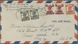 Br Kuwait: 1947. Air Mail Envelope Addressed To The United States Bearing SG 52, 3p Slate (pair), SG 57 - Koeweit