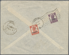 Br Kuwait: KUWAIT, 1947. Air Mail Envelope Addressed To Lndia Bearing SG 53, ½a Purple And SG 57, 2a Ve - Kuwait
