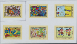** Kuwait: 1979, Children's Paintings. Collective Single Die Proofs For The Complete Set (6 Values) In - Koweït