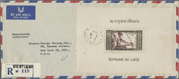 Laos: 1956, Souvenir Sheets No. 18/20 On Registered Airmail-letters, All Sent From "VIENTIANE 5.8.56 - Laos