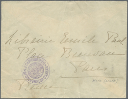 Br Libanon: 1920. Military Mail Envelope Front Akkar, Lebanon Addressed To Paris Cancelled By Bilingual - Liban