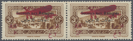 * Libanon: 1926, War Refugee Relief, 3pi. + 2pi. Brown, Horiz. Pair, Left Stamp Showing Variety "Missi - Libanon