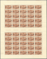 ** Libanon: 1926, 4.50pi. On 0.75pi. Brownish Red, INVERTED Overprint, (folded) Sheet Of 50 Stamps With - Libanon