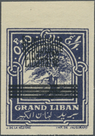 ** Libanon: 1927, "Republique Libanaise" Overprints, 0.10pi. Blue With DOUBLE BLACK Overprint, IMPERFOR - Lebanon