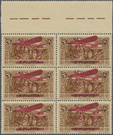 ** Libanon: 1928, Airmails, 3pi. Yellow-brown, Mistakenly Overprinted Stamp Of Syria, Block Of Six, Unm - Lebanon