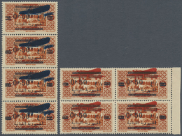 ** Libanon: 1929, Airmails, 0.50pi. On 0.75pi. Brownish Red, Three Varieties Each As Multiple Of Four S - Lebanon