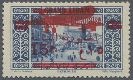 * Libanon: 1929, Airmails 15pi. On 25pi. "Small Cipher 15", Fresh Colour, Well Perforated, Mint O.g. P - Libanon