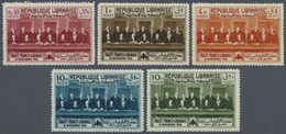 ** Libanon: 1936, Franco-Lebanese Treaty, Not Issued, Complete Set Of Five Values, Unmounted Mint (4pi. - Lebanon