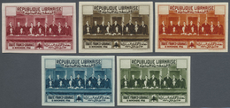 ** Libanon: 1936, Franco-Lebanese Treaty, Not Issued, Complete Set Of Five Values Imperforate And With - Libanon