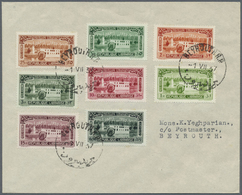 Libanon: 1937, World Exhibition, Complete Set Of Eight Values On F.d.c. "BEYROUTH R.P. 1.VII.37". Ma - Libanon