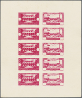 (*) Libanon: 1943, Medical Congress, Combined Proof Sheet In Red On Bristol, Showing Five Se-tenant Pair - Libanon