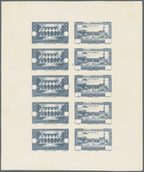 (*) Libanon: 1943, Medical Congress, Combined Proof Sheet In Slate On Bristol, Showing Five Se-tenant Pa - Libanon