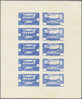 (*) Libanon: 1943, Medical Congress, Combined Proof Sheet In Blue On Bristol, Showing Five Se-tenant Pai - Libanon