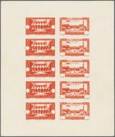 (*) Libanon: 1943, Medical Congress, Combined Proof Sheet In Orange On Bristol, Showing Five Se-tenant P - Lebanon