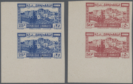 ** Libanon: 1945, Definitives 'Byblos And Tripoli' Complete Set Of Four On Grey Paper In IMPERFORATE Ve - Libanon