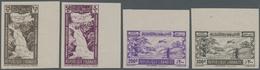 ** Libanon: 1945, Airmails "Litani Fall/Winter Sports Les Cedres", Grey Paper, Complete Set IMPERFORATE - Libanon