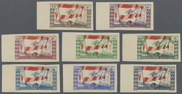 ** Libanon: 1946, 1st Anniversary Of WWII Victory 'Flag' Complete IMPERFORATE Definitive Set (NO Airmai - Libanon