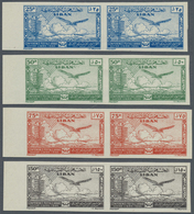 * Libanon: 1946, Arab Postal Conference Complete Set Of Four In IMPERFORATE Horizontal Pairs From Left - Libanon