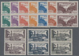 ** Libanon: 1947, Airmail Issue 'Jounieh Bay And Serail Beirut' Complete Set In Vertical Pairs, Mint Ne - Lebanon